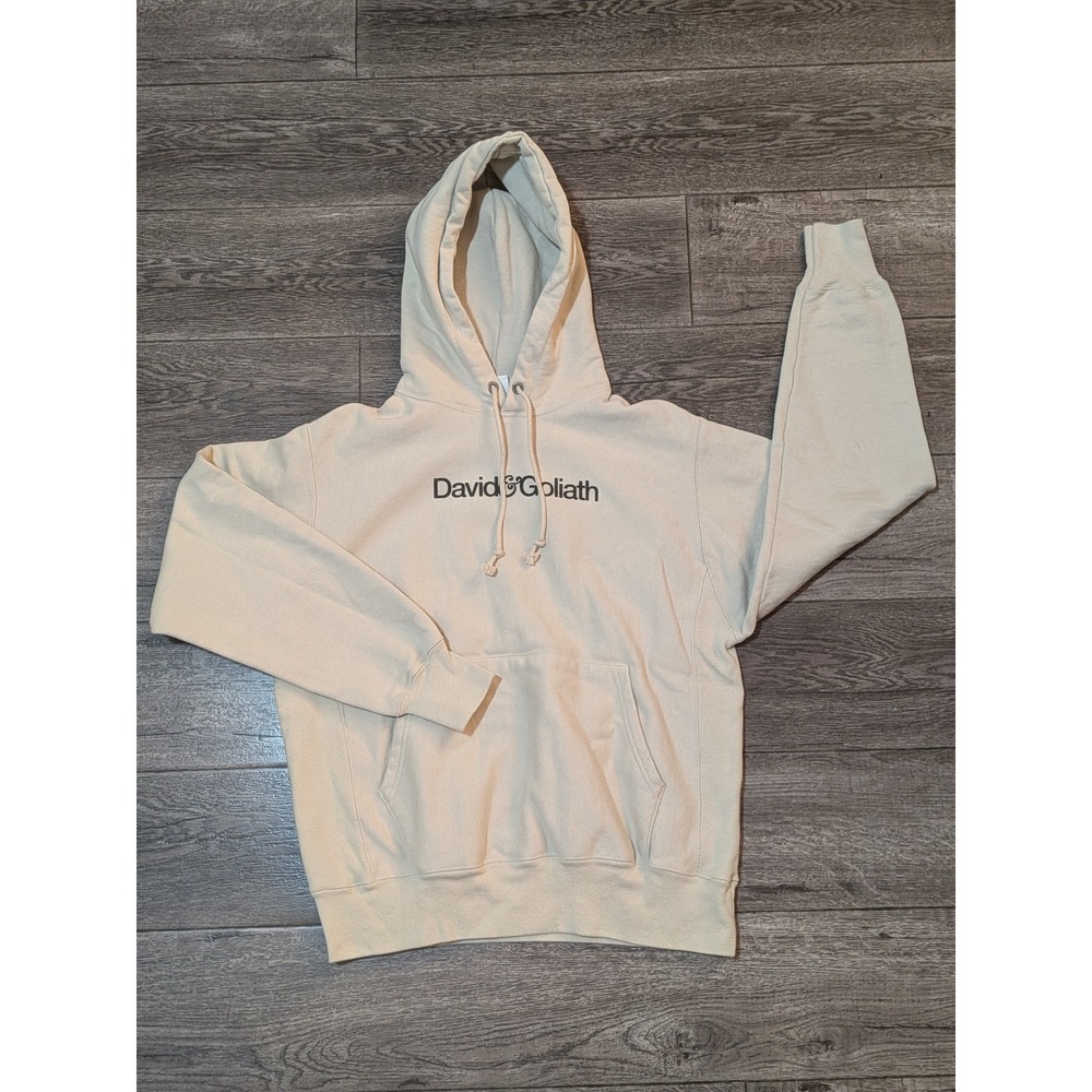 Champion Reverse Weave David & Goliath Slay Graphic Hoodie Cream Medium S101